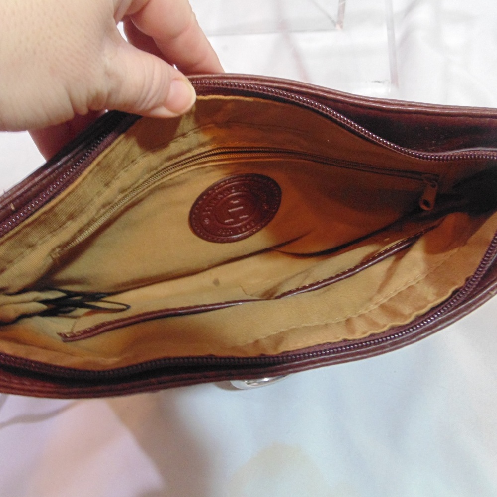 Tan/Brown Aigner Patchwork Type Purse - image 6